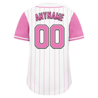 Custom White Pink Stripe Fashion Personalized Authentic Baseball Jersey BSBJ01-D017225
