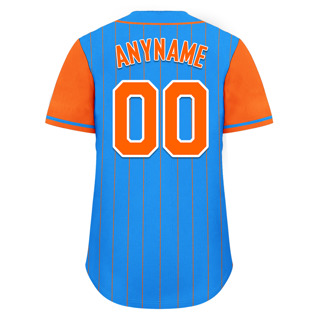 Custom Blue Orange Stripe Fashion Personalized Authentic Baseball Jersey BSBJ01-D017211