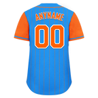 Custom Blue Orange Stripe Fashion Personalized Authentic Baseball Jersey BSBJ01-D017211