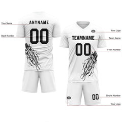 Custom White Soccer Sets Jersey Personalized SCJ101-D28020