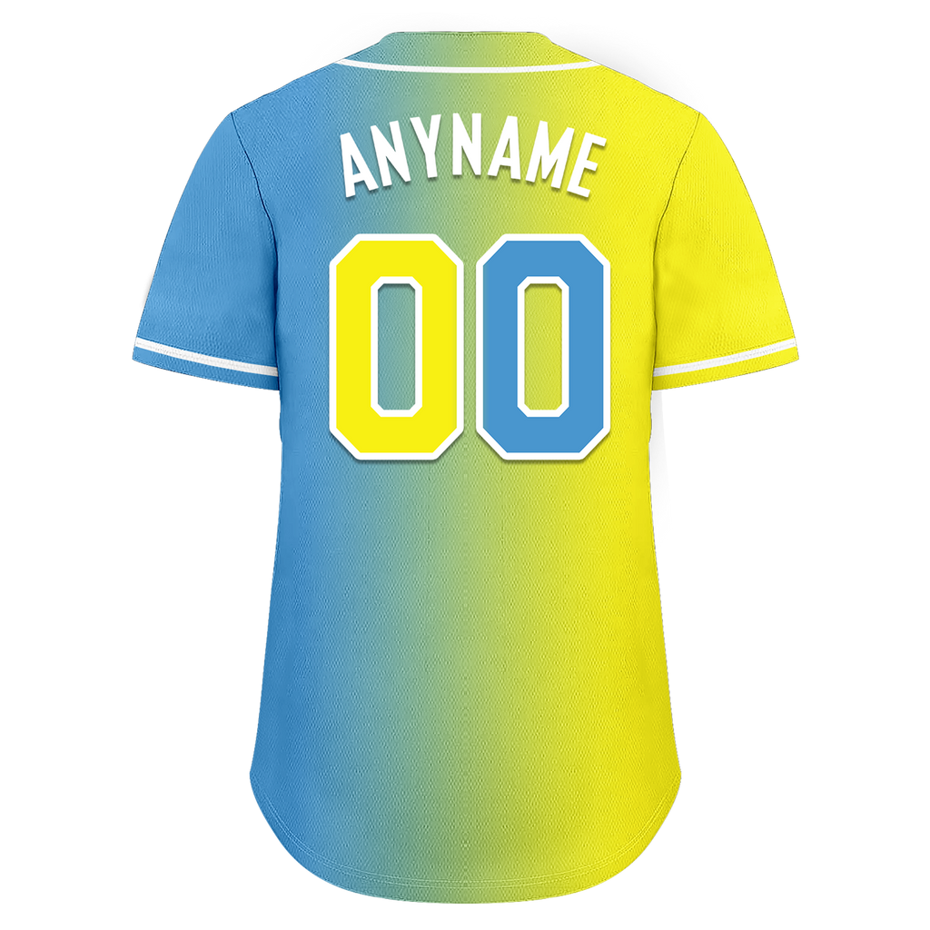 Custom Yellow Blue Gradient Fashion Personalized Authentic Baseball Jersey BSBJ01-D0a7aa0