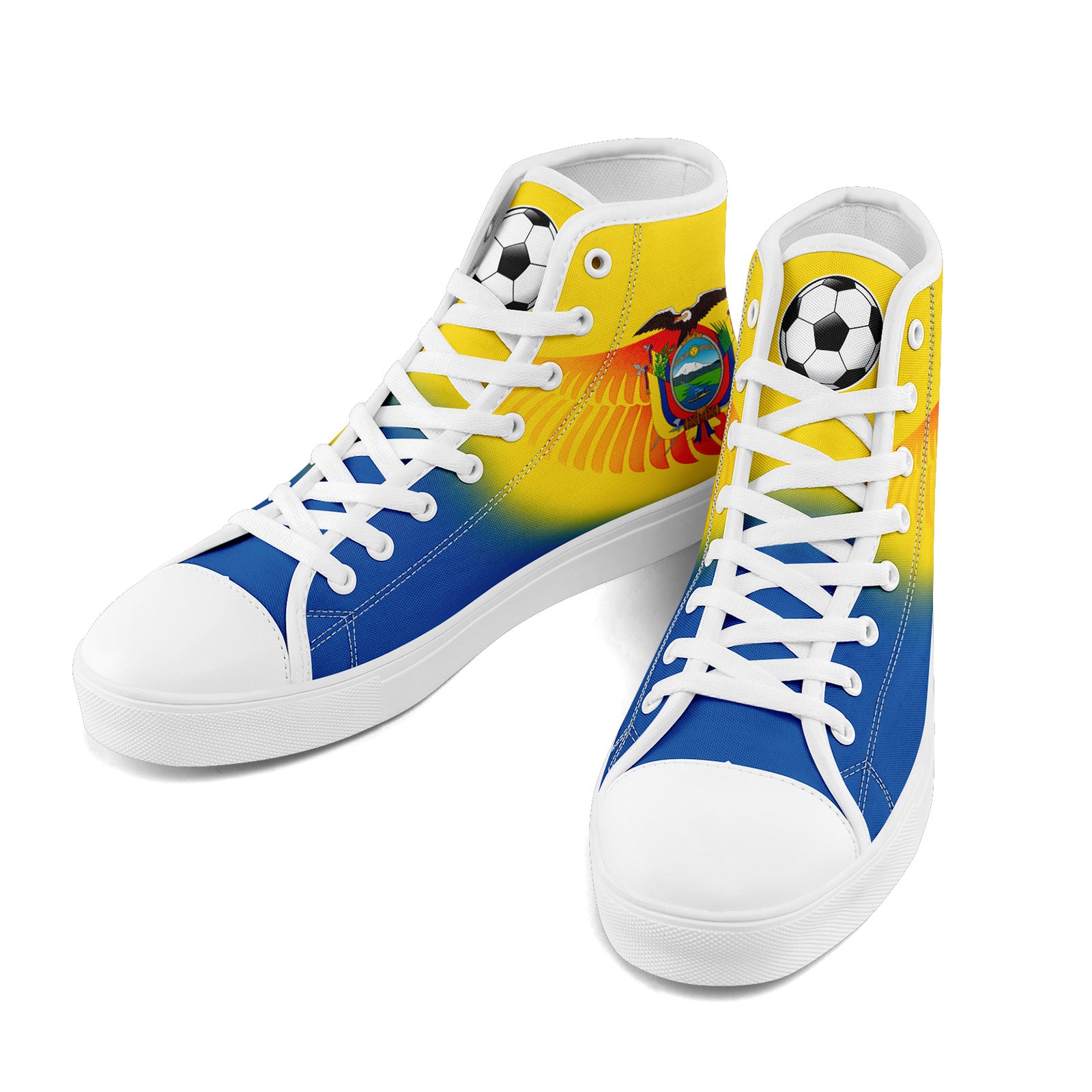 Custom Ecuador 2026 World Cup Sneakers DIY Country Flag Running Shoes Lightweight Sport Shoes Gift for Football Fans Personalized Team Name and Logo FN024-F009099-2
