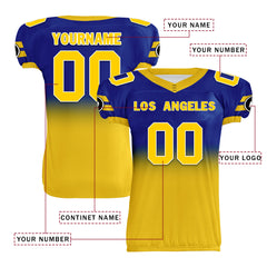 Custom Blue Yellow Fade Fashion Los Angeles High-Performance American Football Jersey FBJ06-D020252-15