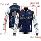 Custom Blue Dallas Jacket Bomber Full-Snap Varsity Letterman Personalized Jacket FZ005-D025004-8