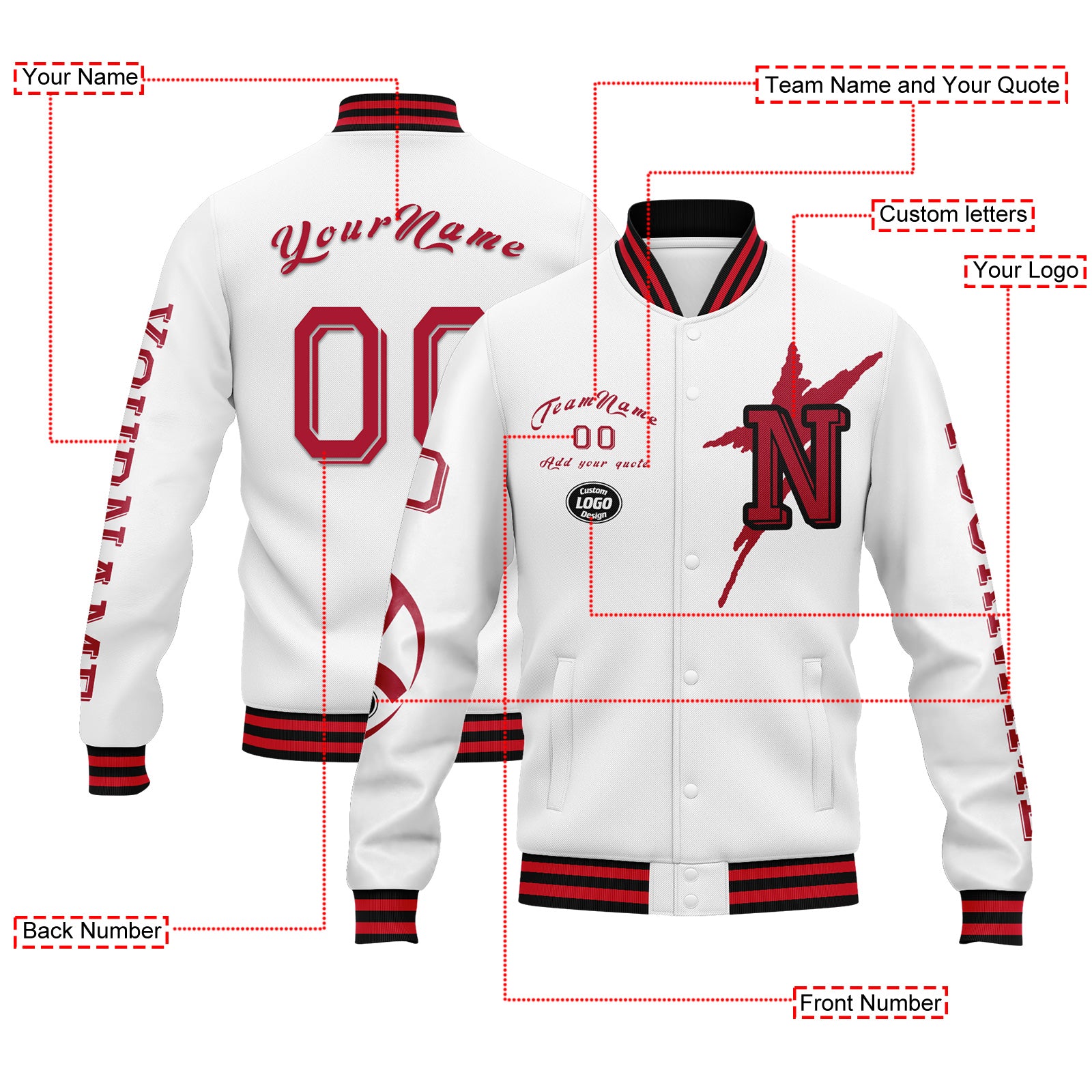Custom White Red Blue New York Jacket and Sports Shoes Combo Offer Personalized Combo ZH-D020294-21