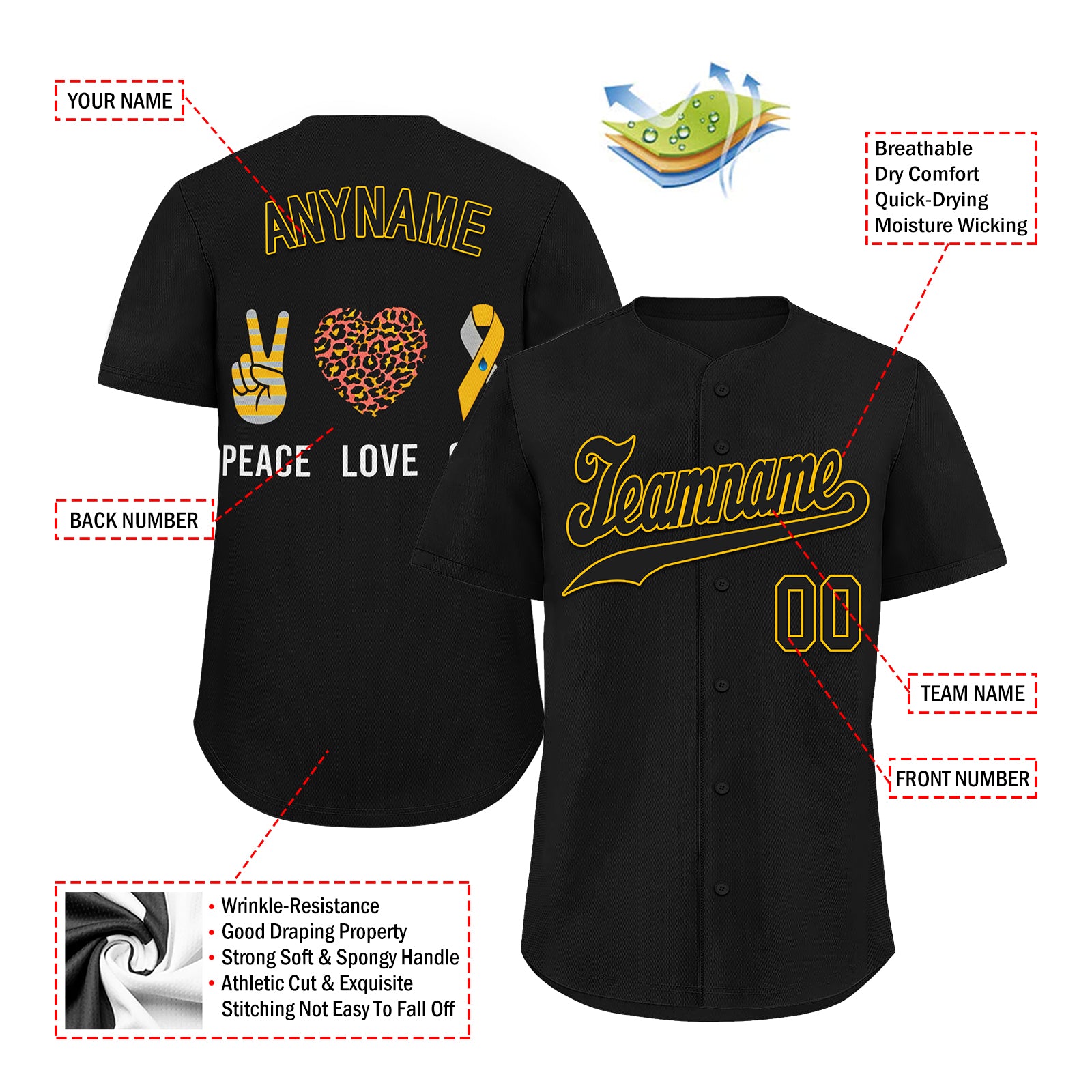 Custom Black World Cancer Day Personalized Authentic Baseball Jersey BSBJ01-E06020-18