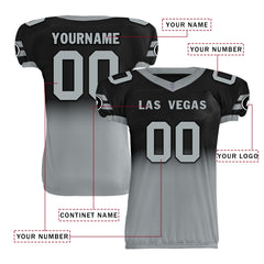 Custom Black Gray Fade Fashion Las Vegas High-Performance American Football Jersey FBJ06-D020252-20