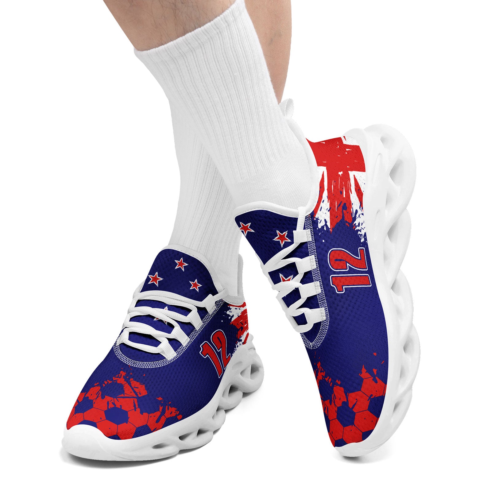 Custom 2026 World Cup New Zealand Sneakers DIY Country Flag Running Shoes Lightweight Sport Shoes Gift for Football Fans Personalized Team Name and Logo FN003-F027079-9