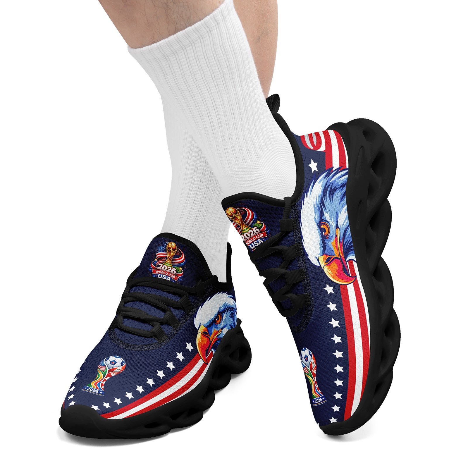 Custom United States 2026 World Cup Sneakers DIY Country Flag Running Shoes Lightweight Sport Shoes Gift for Football Fans Personalized Team Name and Logo FN003-F018032-4