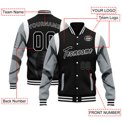 Custom Black Las Vegas Jacket Bomber Full-Snap Varsity Letterman Personalized Jacket FZ005-D025004-23