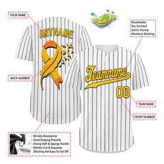 Custom White World Cancer Day Personalized Authentic Baseball Jersey BSBJ01-E06020-12