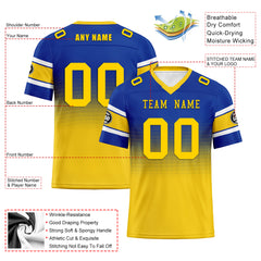 Custom Blue Yellow Los Angeles Personalized Authentic Football Jersey FBJ02-D020249-15