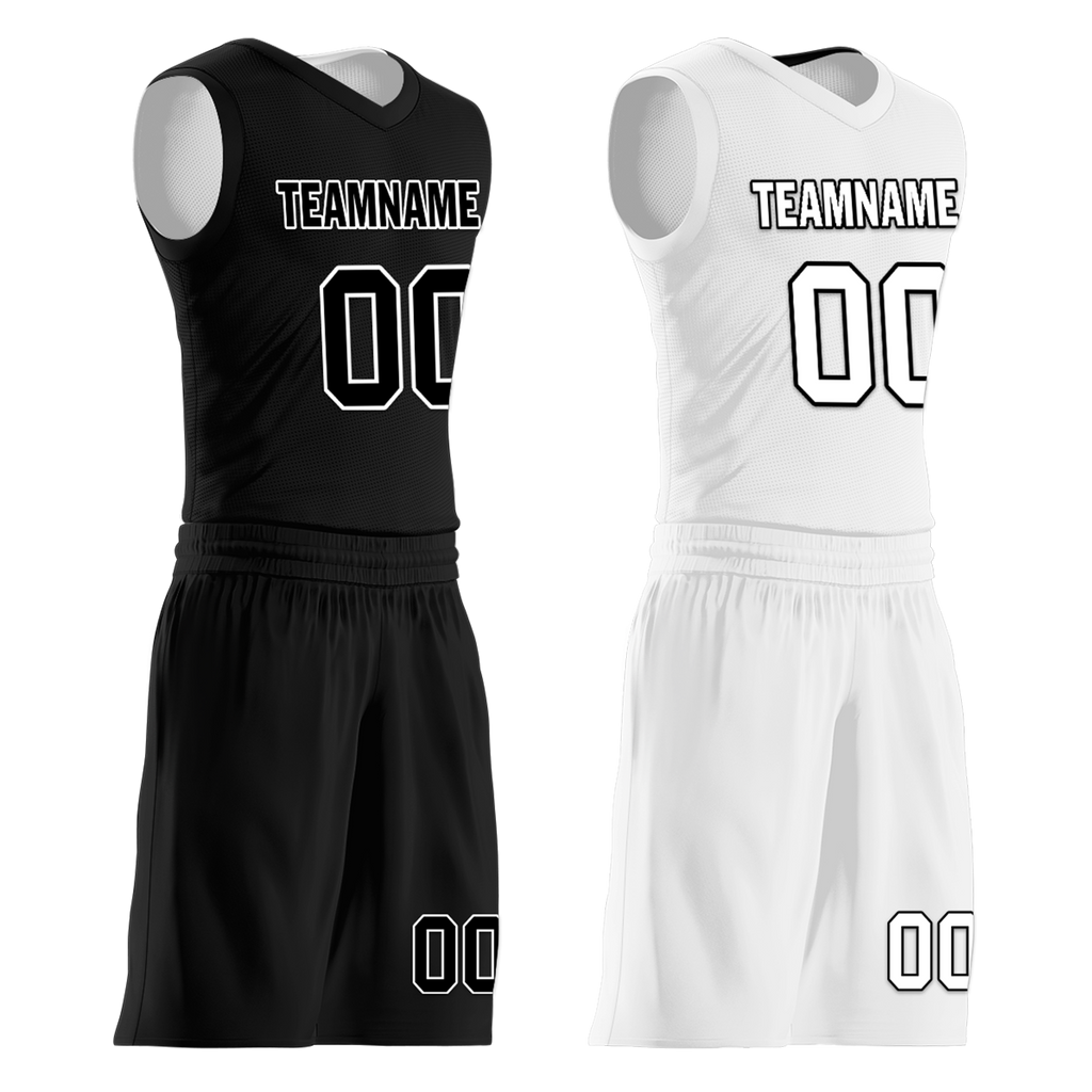Custom Black White Classic Style Reversible Basketball Uniform Personalized Ordinary BBJR-D017007