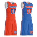 Custom Orange Blue Classic Style Reversible Basketball Uniform Personalized Ordinary BBJR-D017040