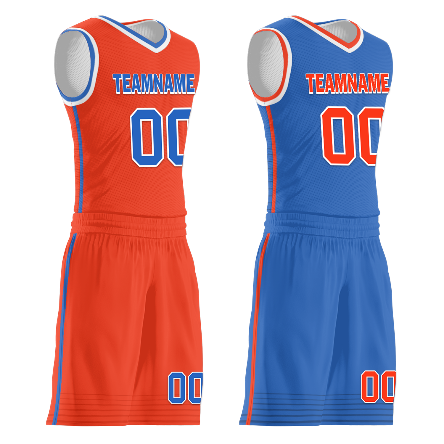 Custom Orange Blue Classic Style Reversible Basketball Uniform Personalized Ordinary BBJR-D017040