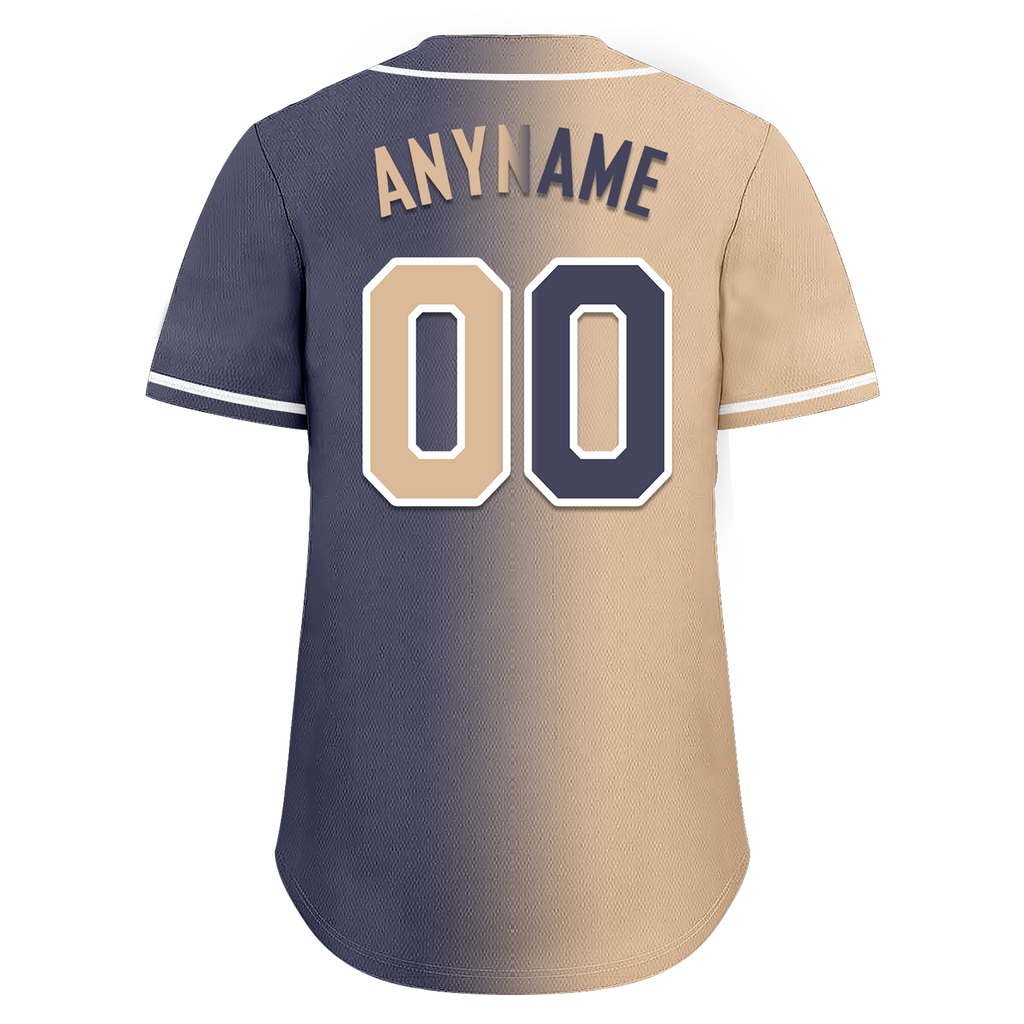 Custom Beige Blue Gradient Fashion Personalized Authentic Baseball Jersey BSBJ01-D0a7080