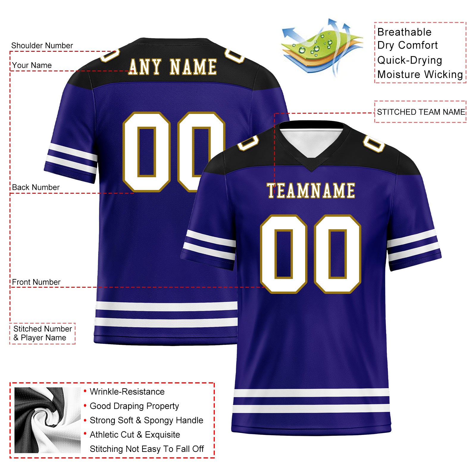 Custom Baltimore Personalized Authentic Football Jersey FBJ02-E0607-5