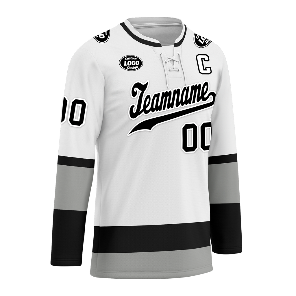 Custom White Grey Personalized Hockey Jersey HCKJ01-D0a70e7