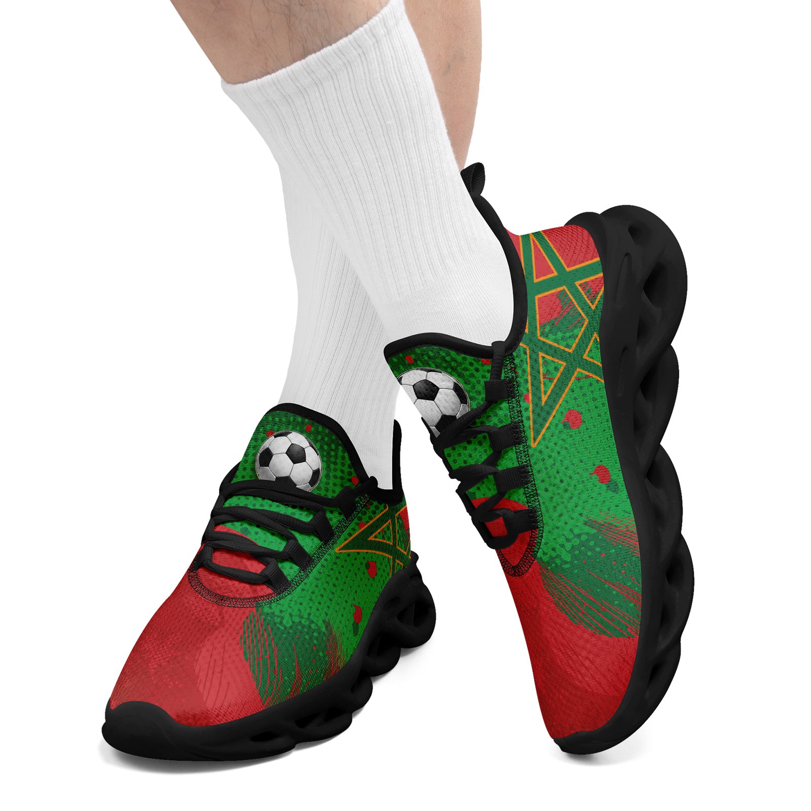 Custom Morocco 2026 World Cup Sneakers DIY Country Flag Running Shoes Lightweight Sport Shoes Gift for Football Fans Personalized Team Name and Logo FN003-F009073-4