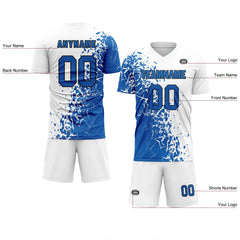 Custom Blue White Soccer Sets Jersey Personalized SCJ101-D28008