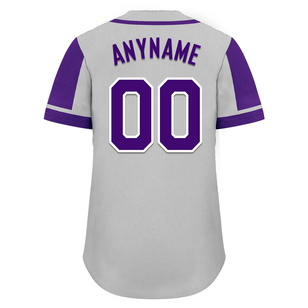 Custom Gray Purple Raglan Sleeves Personalized Authentic Baseball Jersey BSBJ01-D017186