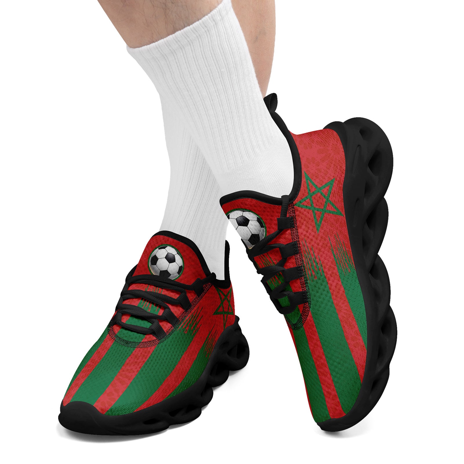 Custom Morocco 2026 World Cup Sneakers DIY Country Flag Running Shoes Lightweight Sport Shoes Gift for Football Fans Personalized Team Name and Logo FN003-F009073-2