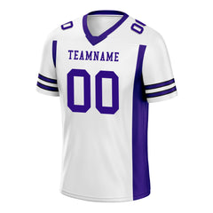 Custom White Purple Striped Sleeves Personalized Authentic Football Jersey FBJ02-D06059