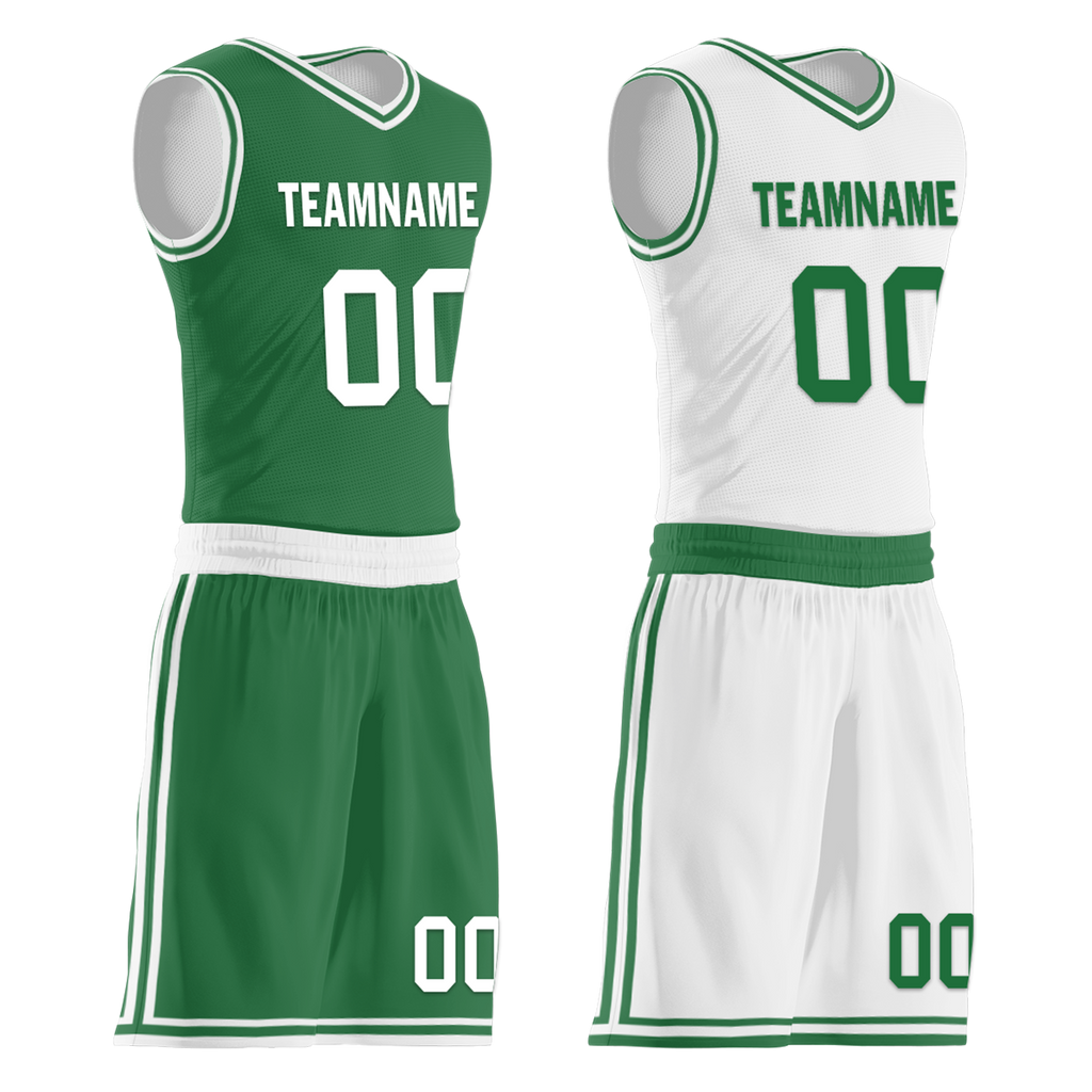 Custom Green White Classic Style Reversible Basketball Uniform Personalized Ordinary BBJR-D017001