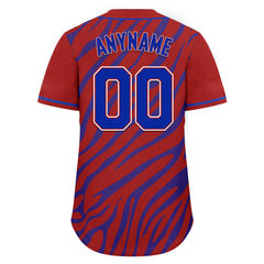 Custom Red Blue Zebra Pattern Personalized Authentic Baseball Jersey BSBJ01-D020201-21