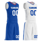 Custom Blue White Classic Style Reversible Basketball Uniform Personalized COOLMAX BBJR-D017031