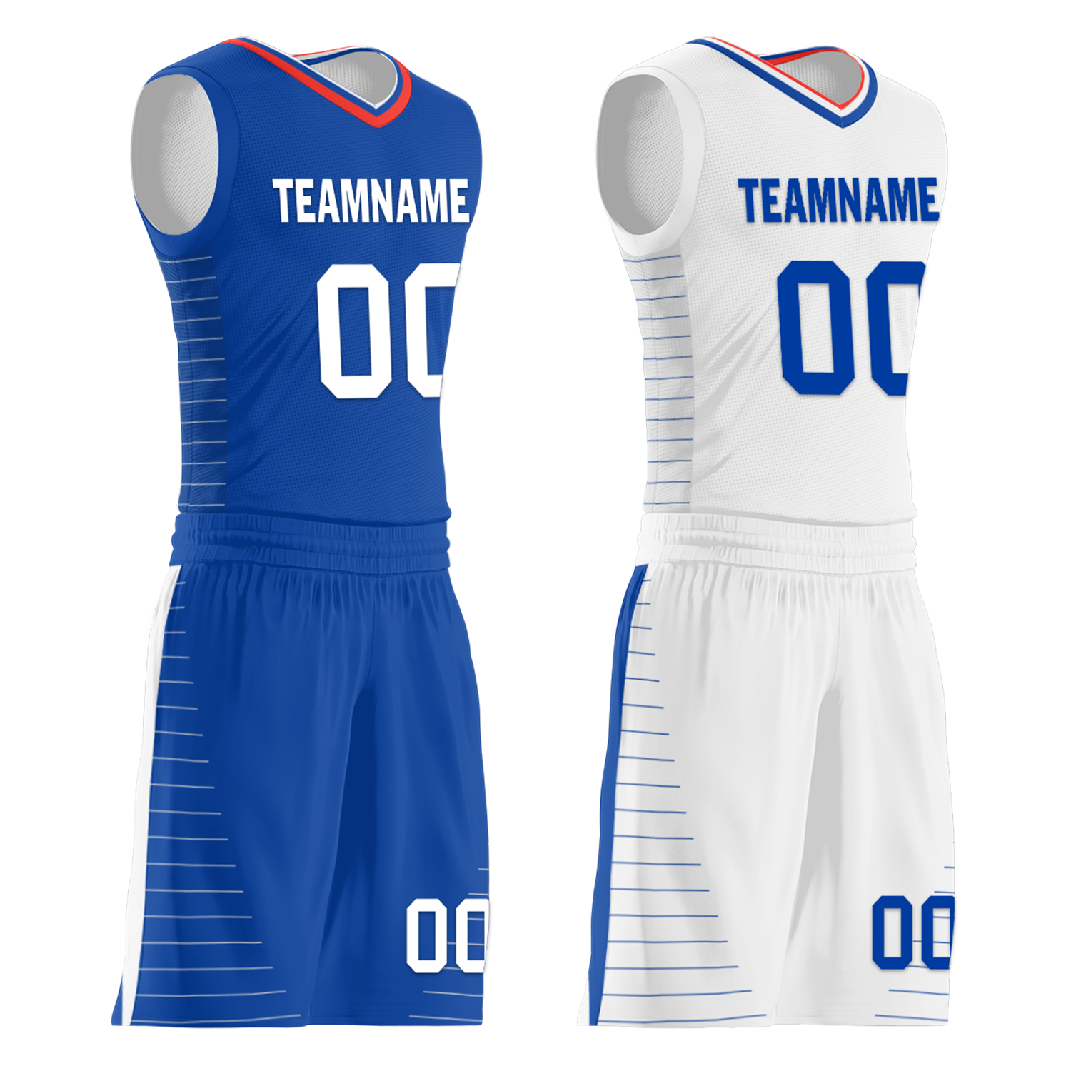Custom Blue White Classic Style Reversible Basketball Uniform Personalized COOLMAX BBJR-D017031
