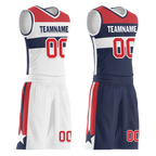Custom White Blue Classic Style Reversible Basketball Uniform Personalized Ordinary BBJR-D017023
