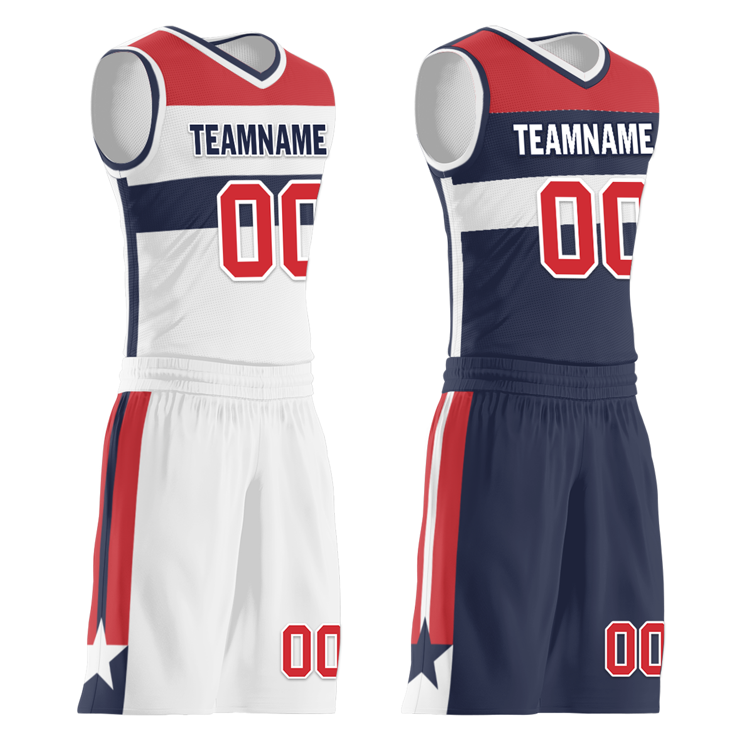 Custom White Blue Classic Style Reversible Basketball Uniform Personalized Ordinary BBJR-D017023