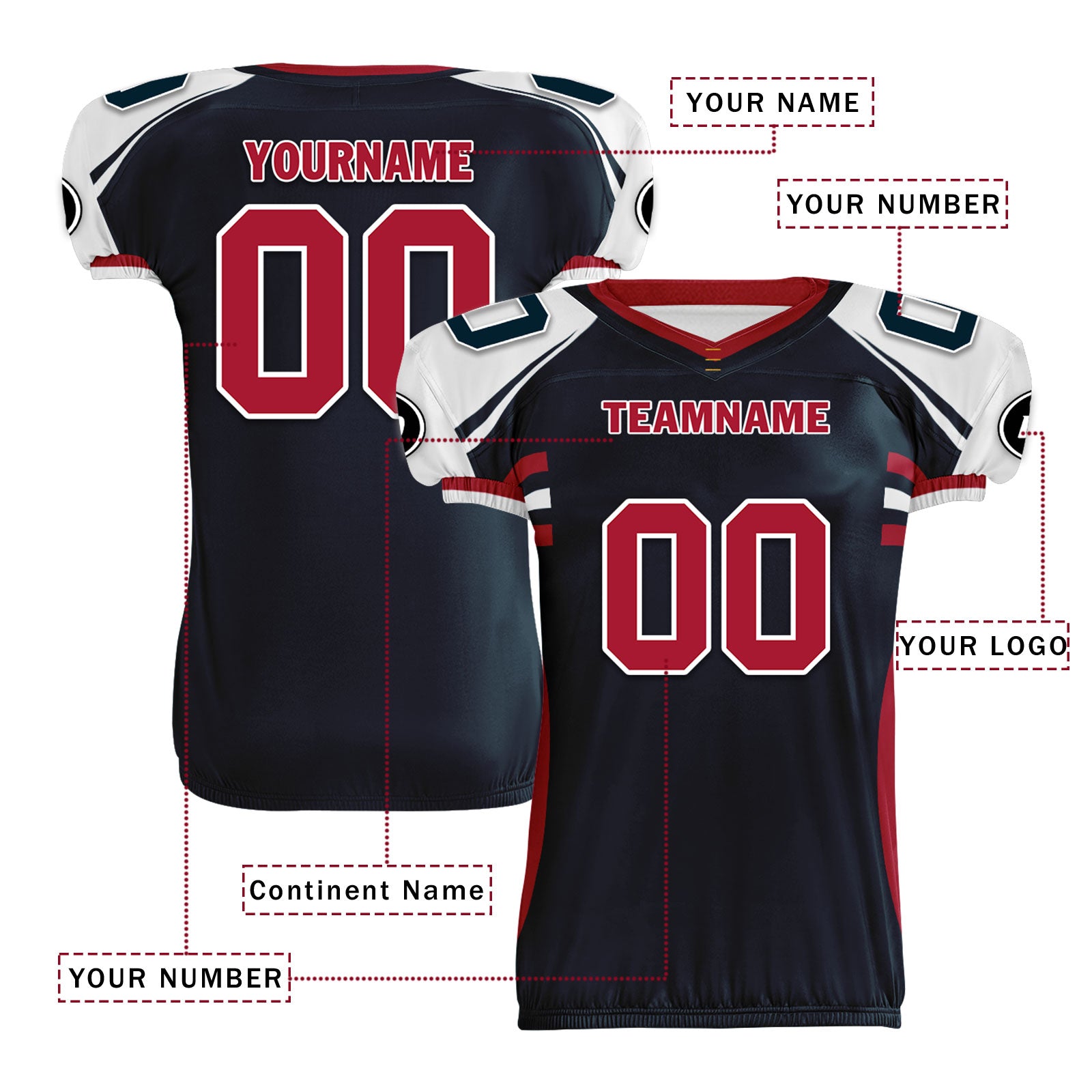Custom Blue White Texas High-Performance American Football Jersey FBJ06-D023001-12