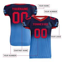 Custom Blue Red Fade Fashion Tennessee High-Performance American Football Jersey FBJ06-D020252-32