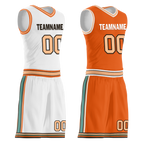 Custom White Orange Classic Style Reversible Basketball Uniform Personalized Ordinary BBJR-D017052