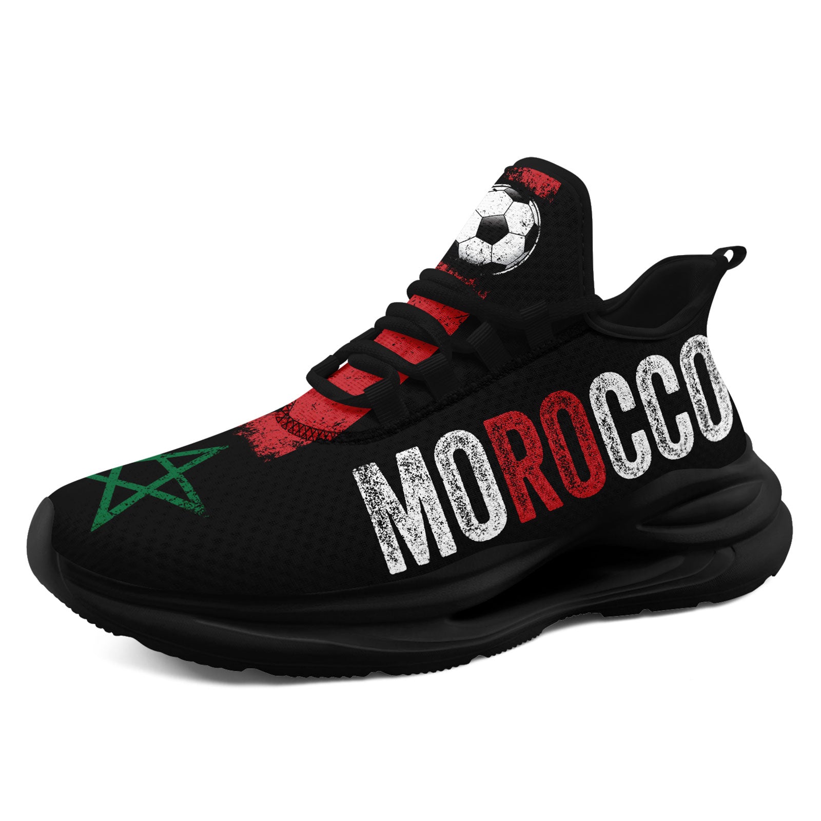 Custom Morocco 2026 World Cup Sneakers DIY Country Flag Running Shoes Lightweight Sport Shoes Gift for Football Fans Personalized Team Name and Logo FN079-F009083-1