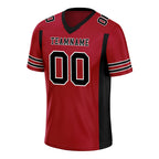 Custom Black Red Striped Sleeves Personalized Authentic Football Jersey FBJ02-D06049