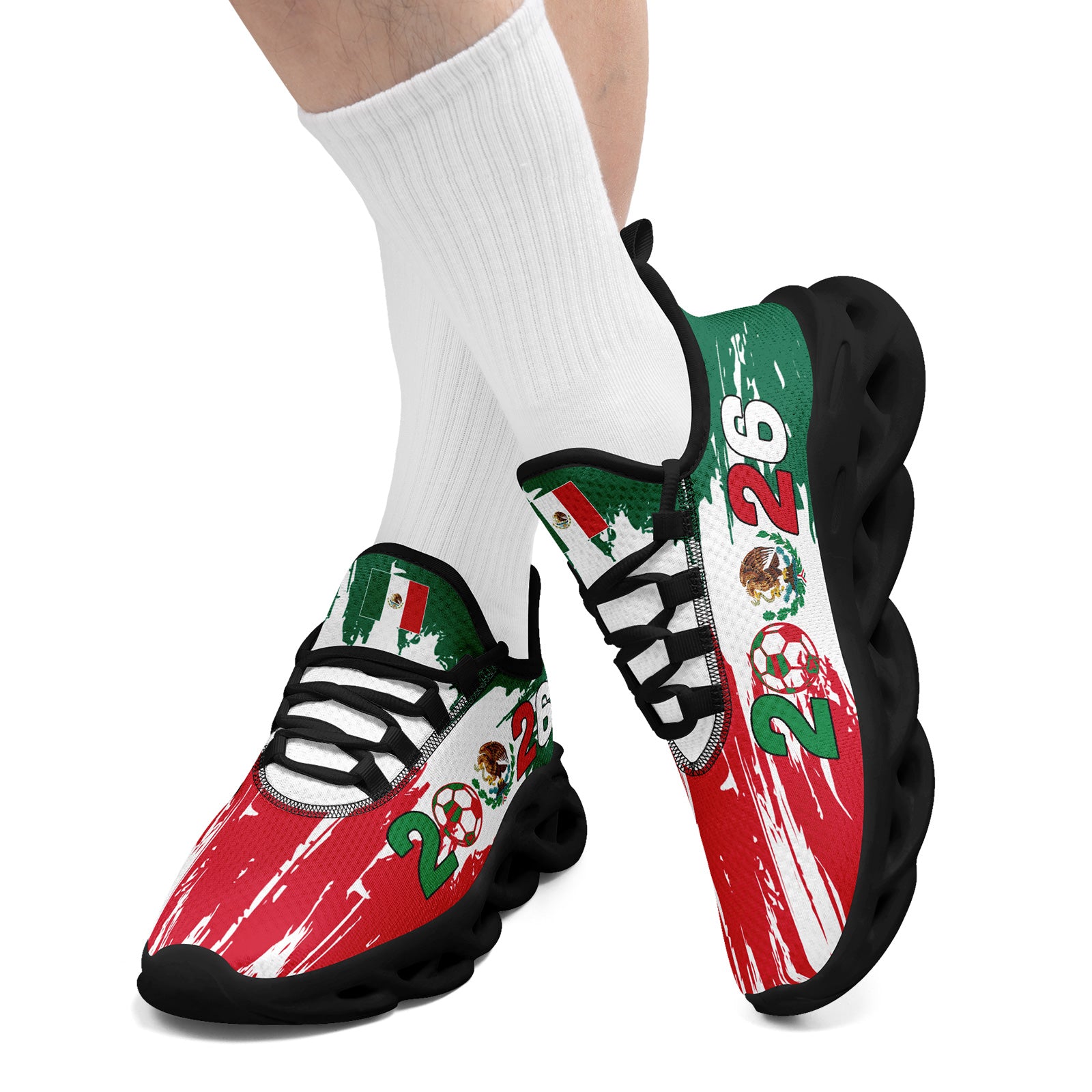 Custom 2026 World Cup Mexico Sneakers DIY Country Flag Running Shoes Lightweight Sport Shoes Gift for Football Fans Personalized Team Name and Logo FN003-F023045-1