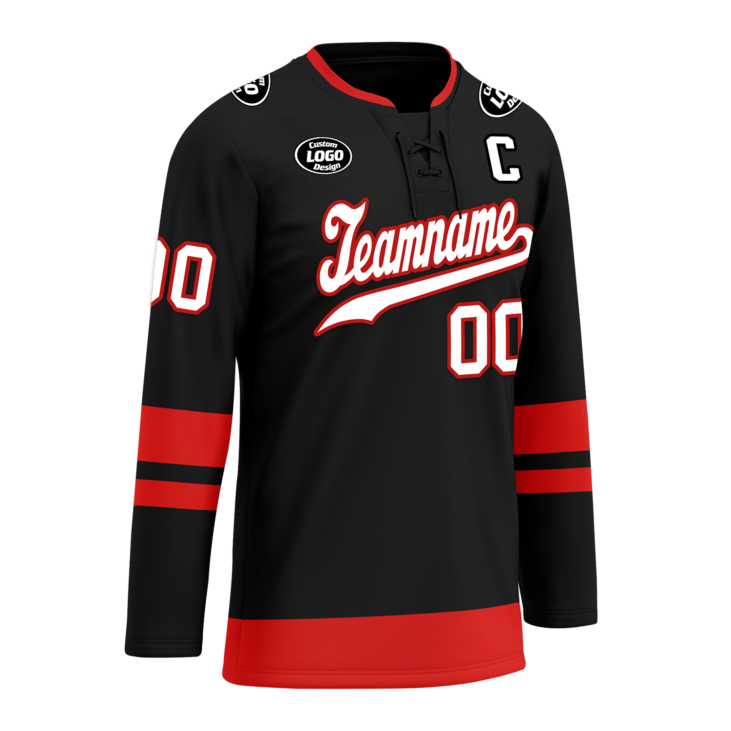 Custom Black Red Personalized Hockey Jersey HCKJ01-D0a700b