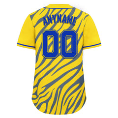 Custom Yellow Blue Zebra Pattern Personalized Authentic Baseball Jersey BSBJ01-D020201-15