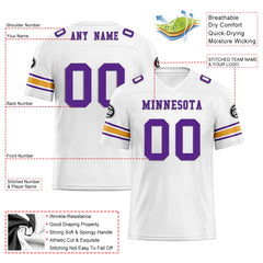 Custom White Purple Minnesota Personalized Authentic Football Jersey FBJ02-D020256-9