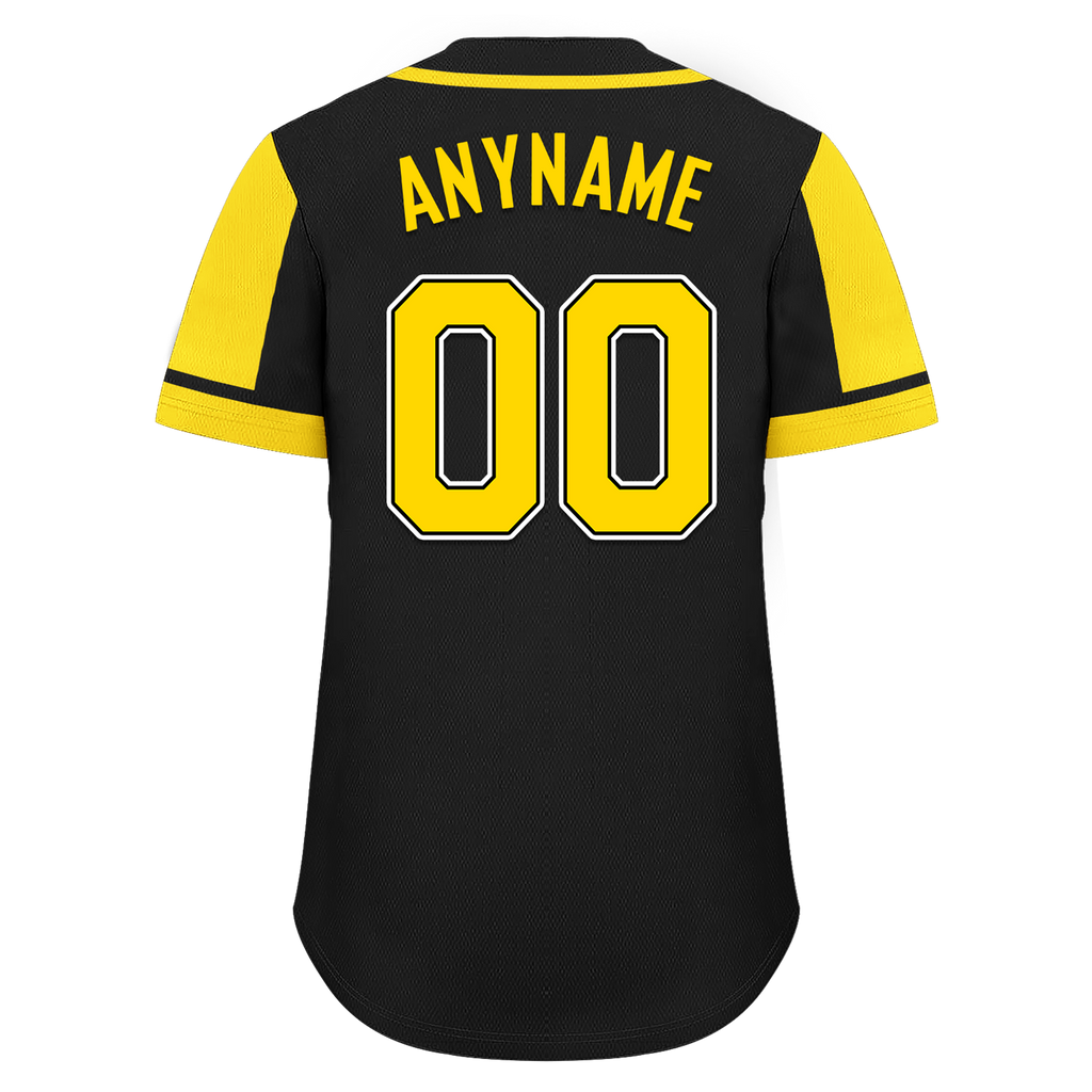 Custom Black Yellow Raglan Sleeves Personalized Authentic Baseball Jersey BSBJ01-D017171