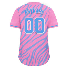 Custom Pink Blue Zebra Pattern Personalized Authentic Baseball Jersey BSBJ01-D020201-18