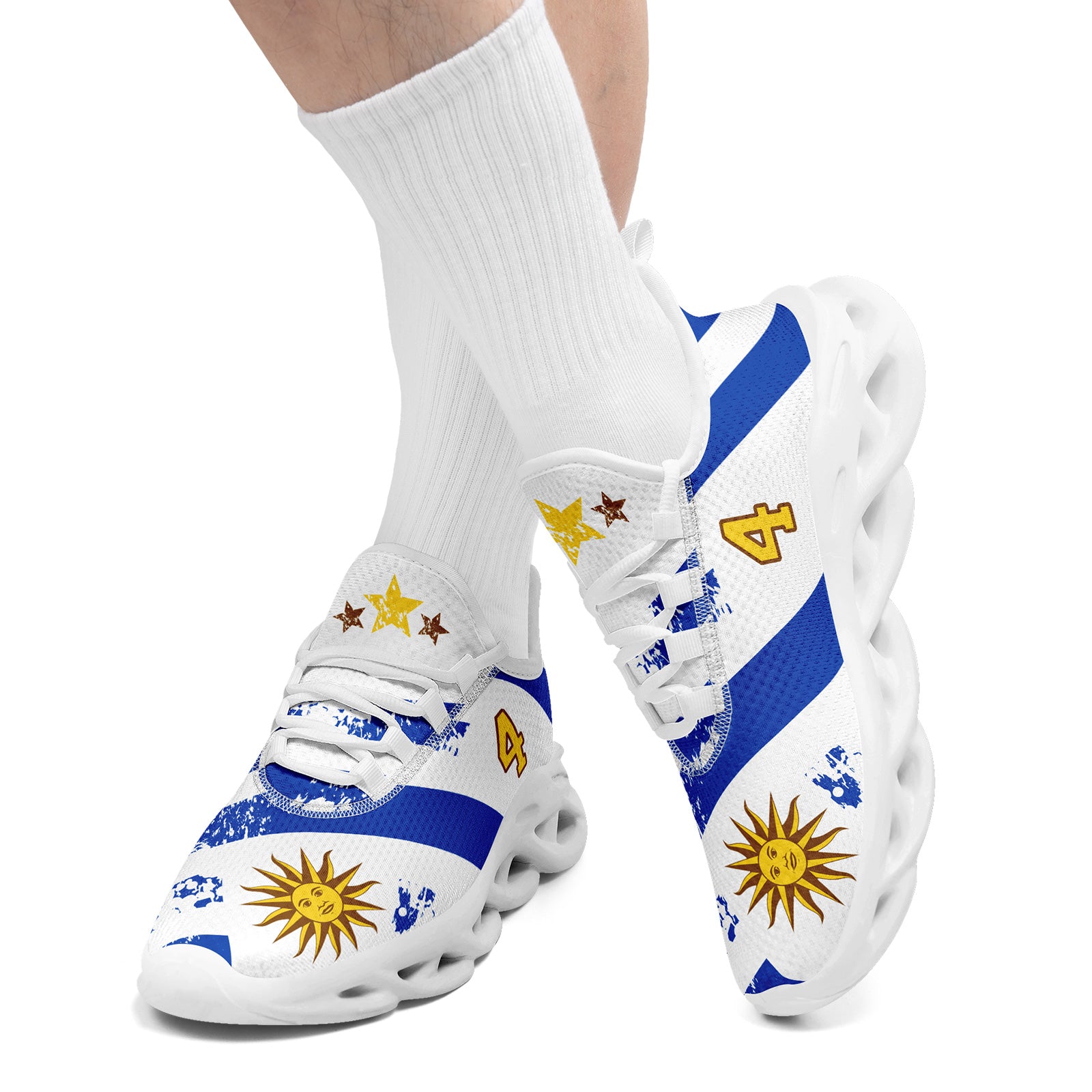 Custom Uruguay 2026 World Cup Sneakers DIY Country Flag Running Shoes Lightweight Sport Shoes Gift for Football Fans Personalized Team Name and Logo FN003-F009122-3