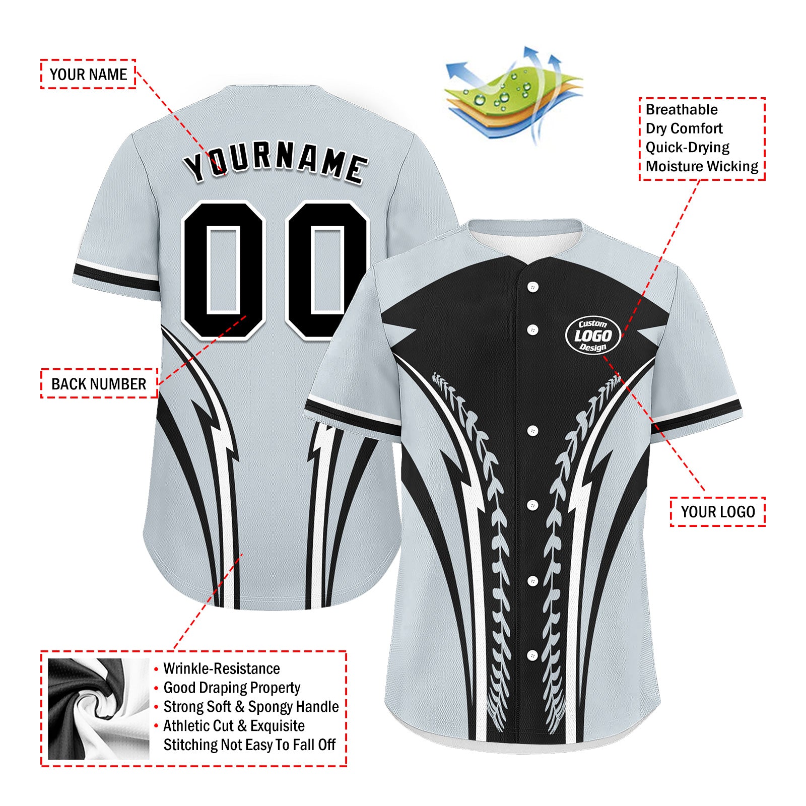 Custom Personalized Authentic Baseball Jersey BSBJ01-E023019-10