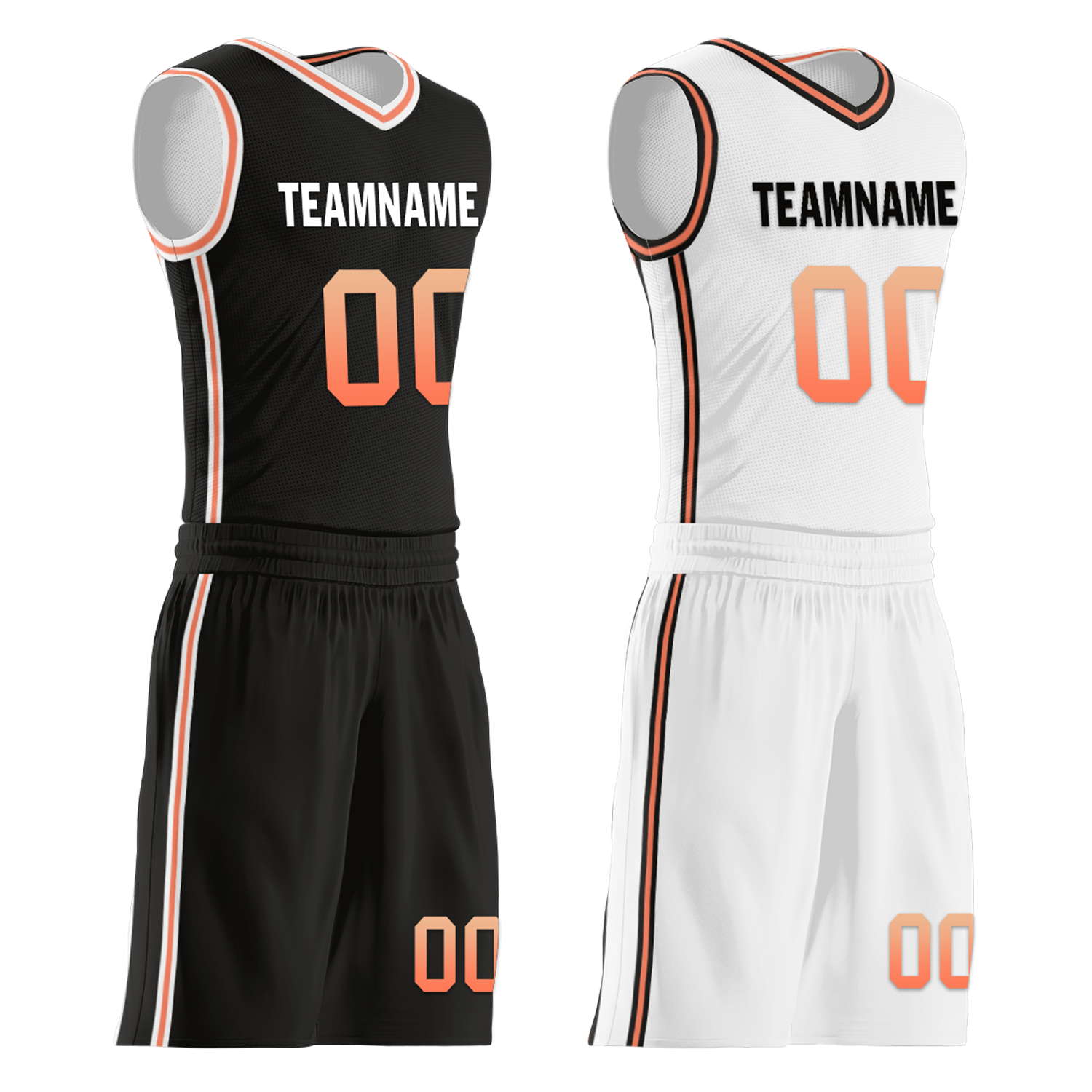 Custom Black White Classic Style Reversible Basketball Uniform Personalized COOLMAX BBJR-D017028