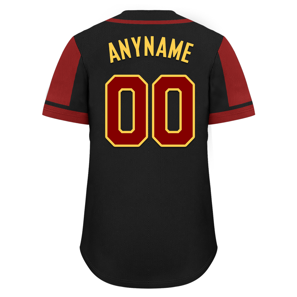 Custom Black Red Raglan Sleeves Personalized Authentic Baseball Jersey BSBJ01-D017176