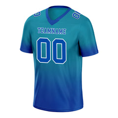 Custom Dark Teal Blue Fade Fashion Personalized Authentic Football Jersey FBJ02-D06101