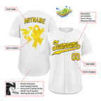 Custom White World Cancer Day Personalized Authentic Baseball Jersey BSBJ01-E06020-6